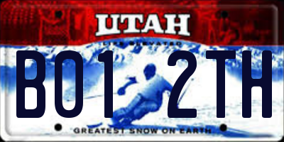 UT license plate B012TH