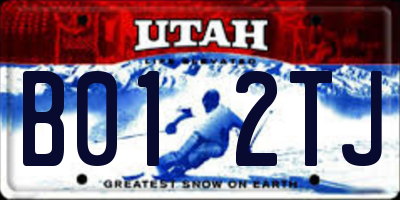 UT license plate B012TJ