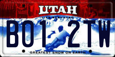 UT license plate B012TW