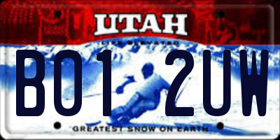 UT license plate B012UW