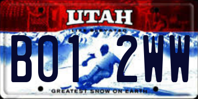 UT license plate B012WW