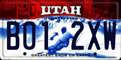 UT license plate B012XW