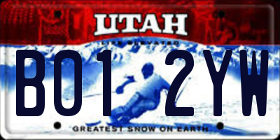 UT license plate B012YW