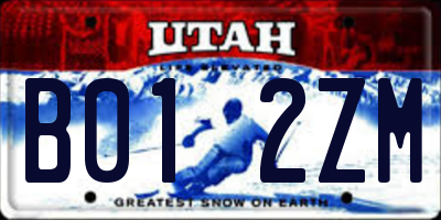 UT license plate B012ZM