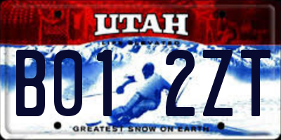 UT license plate B012ZT