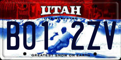 UT license plate B012ZV