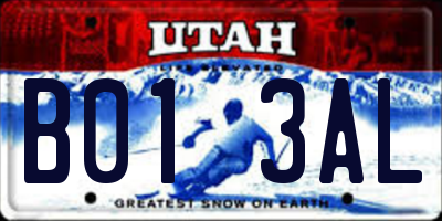UT license plate B013AL