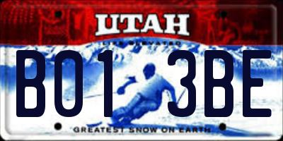 UT license plate B013BE
