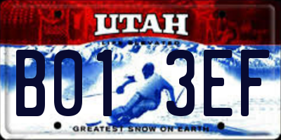UT license plate B013EF