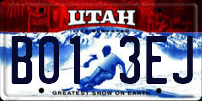 UT license plate B013EJ