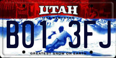 UT license plate B013FJ