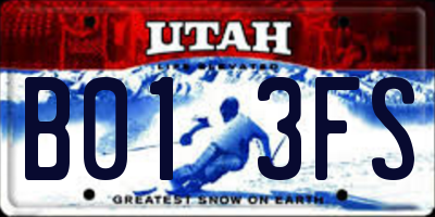 UT license plate B013FS