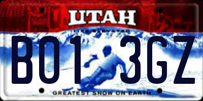 UT license plate B013GZ