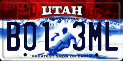 UT license plate B013ML