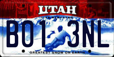 UT license plate B013NL