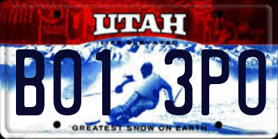 UT license plate B013PO