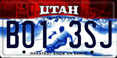 UT license plate B013SJ