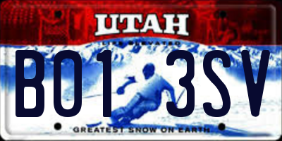 UT license plate B013SV