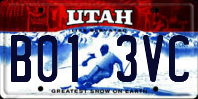 UT license plate B013VC