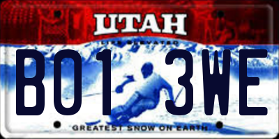 UT license plate B013WE