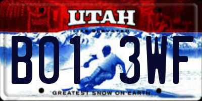 UT license plate B013WF