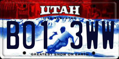UT license plate B013WW