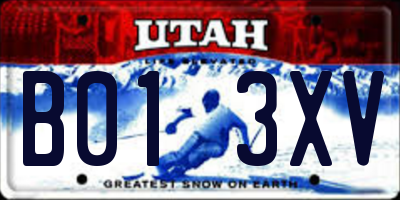 UT license plate B013XV