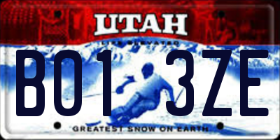 UT license plate B013ZE