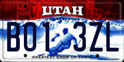 UT license plate B013ZL