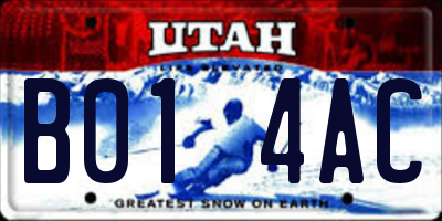 UT license plate B014AC