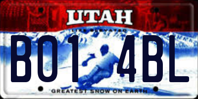 UT license plate B014BL
