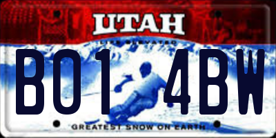 UT license plate B014BW