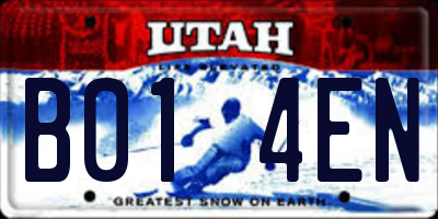 UT license plate B014EN