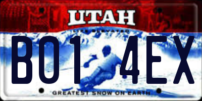 UT license plate B014EX