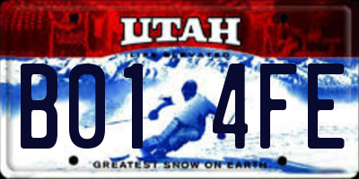 UT license plate B014FE