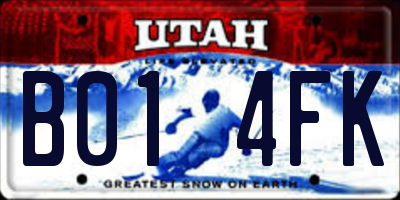 UT license plate B014FK