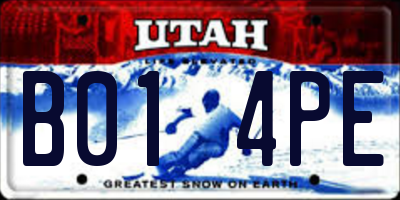 UT license plate B014PE