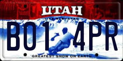 UT license plate B014PR