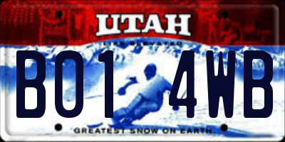 UT license plate B014WB