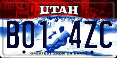UT license plate B014ZC