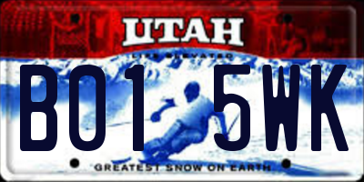 UT license plate B015WK