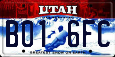 UT license plate B016FC