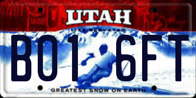UT license plate B016FT