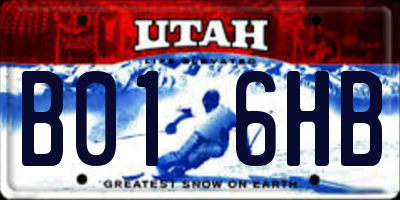 UT license plate B016HB