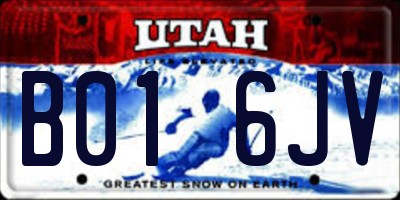 UT license plate B016JV