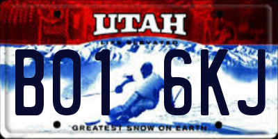 UT license plate B016KJ