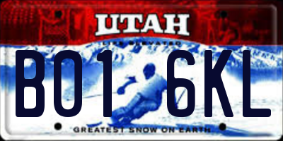 UT license plate B016KL