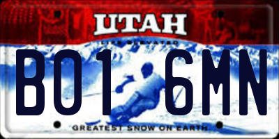 UT license plate B016MN