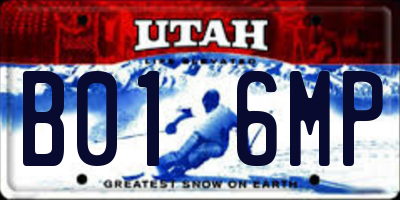 UT license plate B016MP