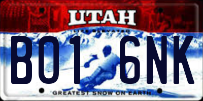 UT license plate B016NK